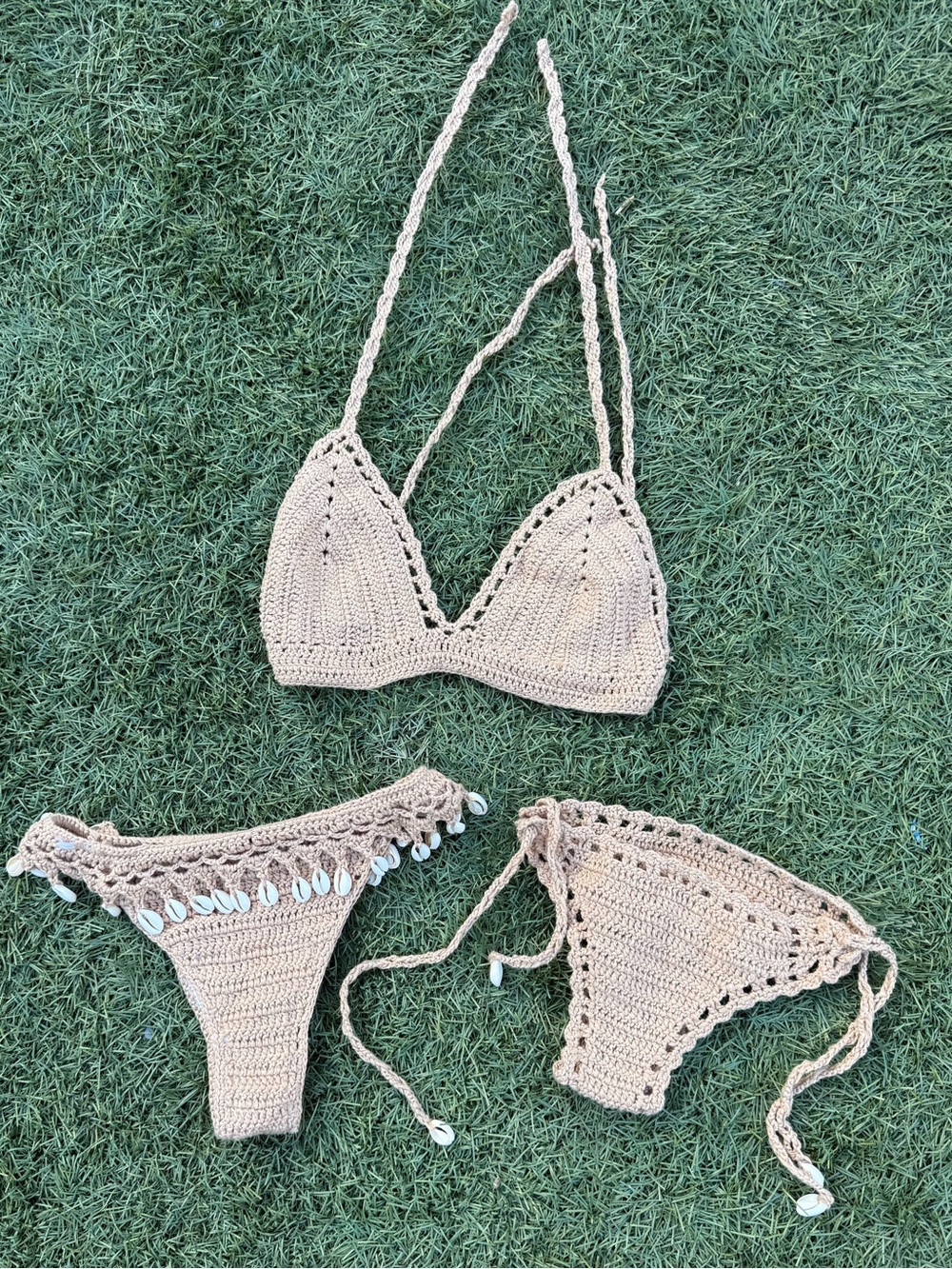 ✨ handmade tan color crochet bikini set